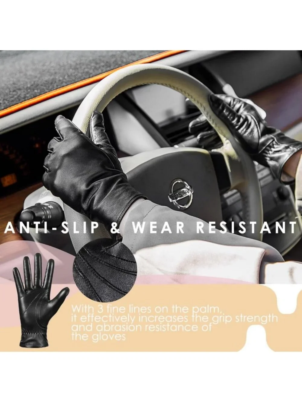 Cozy Winter Leather Gloves for Women - Touchscreen, Thermal Cashmere Lining